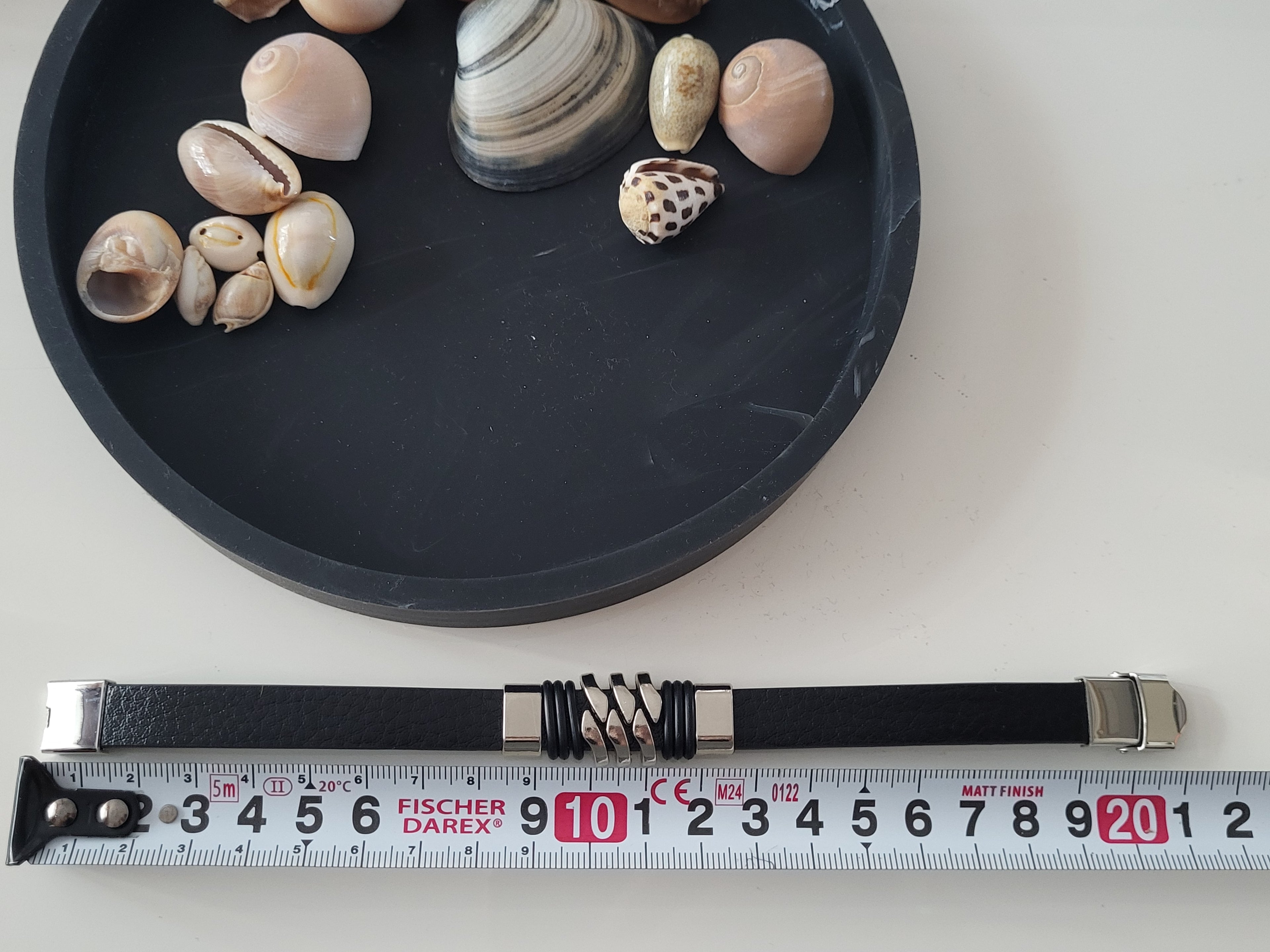 Bracelet Homme acier inoxydable noir et argenté 21 cm