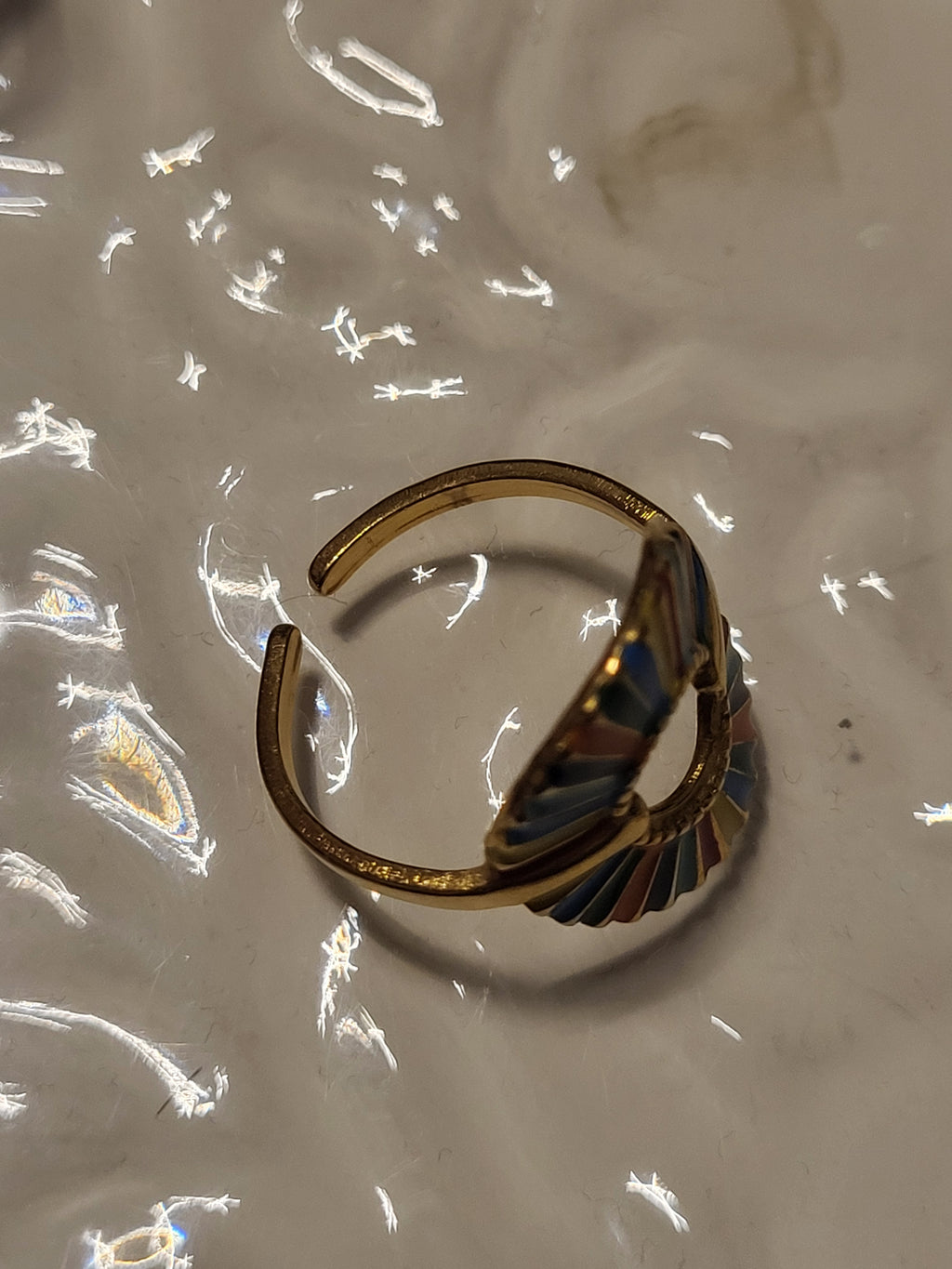 Bague ajustable acier inoxydable soleil multicolore