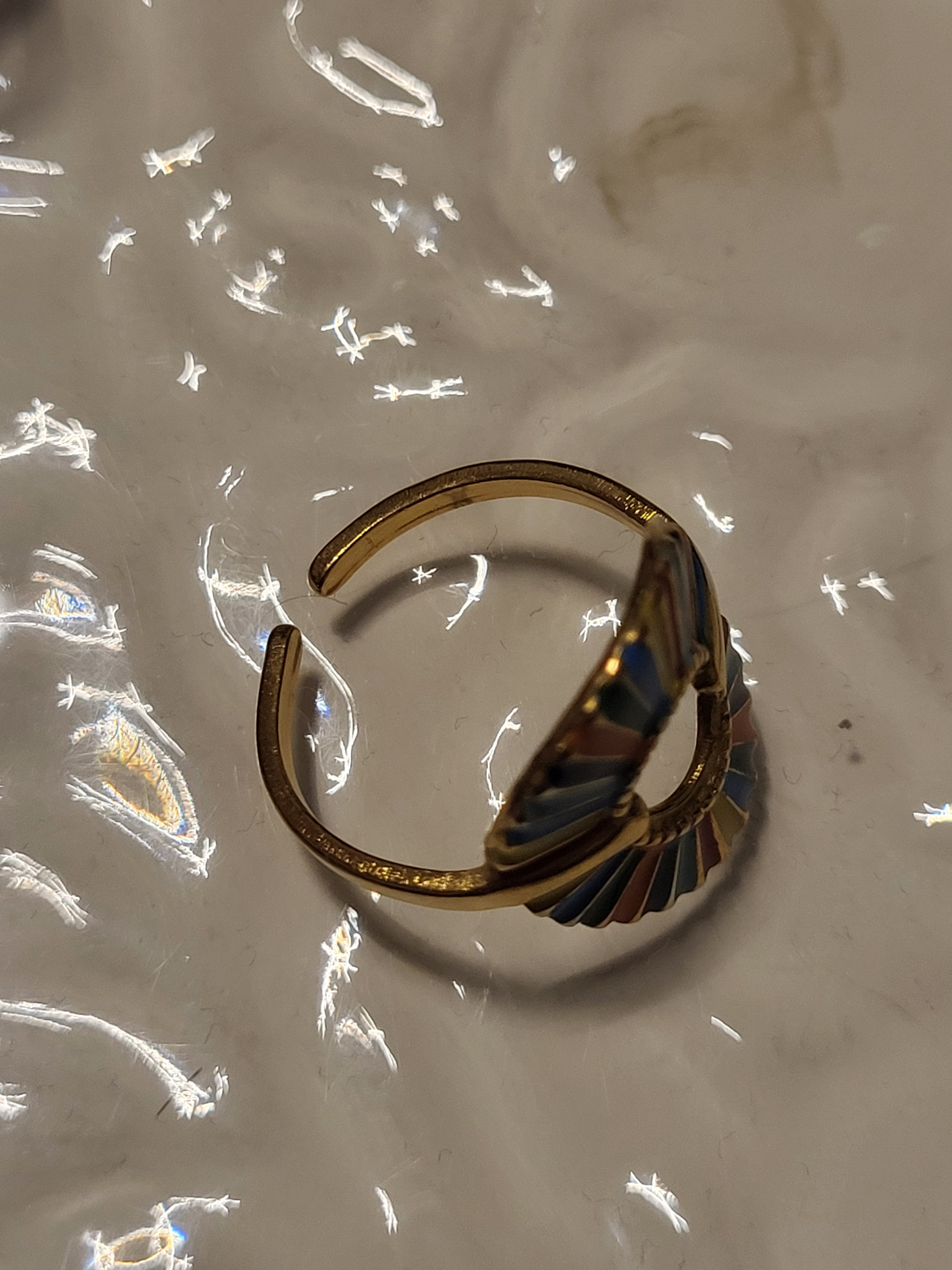 Bague ajustable acier inoxydable soleil multicolore