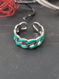 Bague chaîne acier inoxydable turquoise