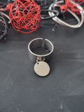 Bague ajustable acier inoxydable breloque ronde argenté