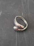 Bague acier inoxydable ajustable géométrique en forme de goutte argentée