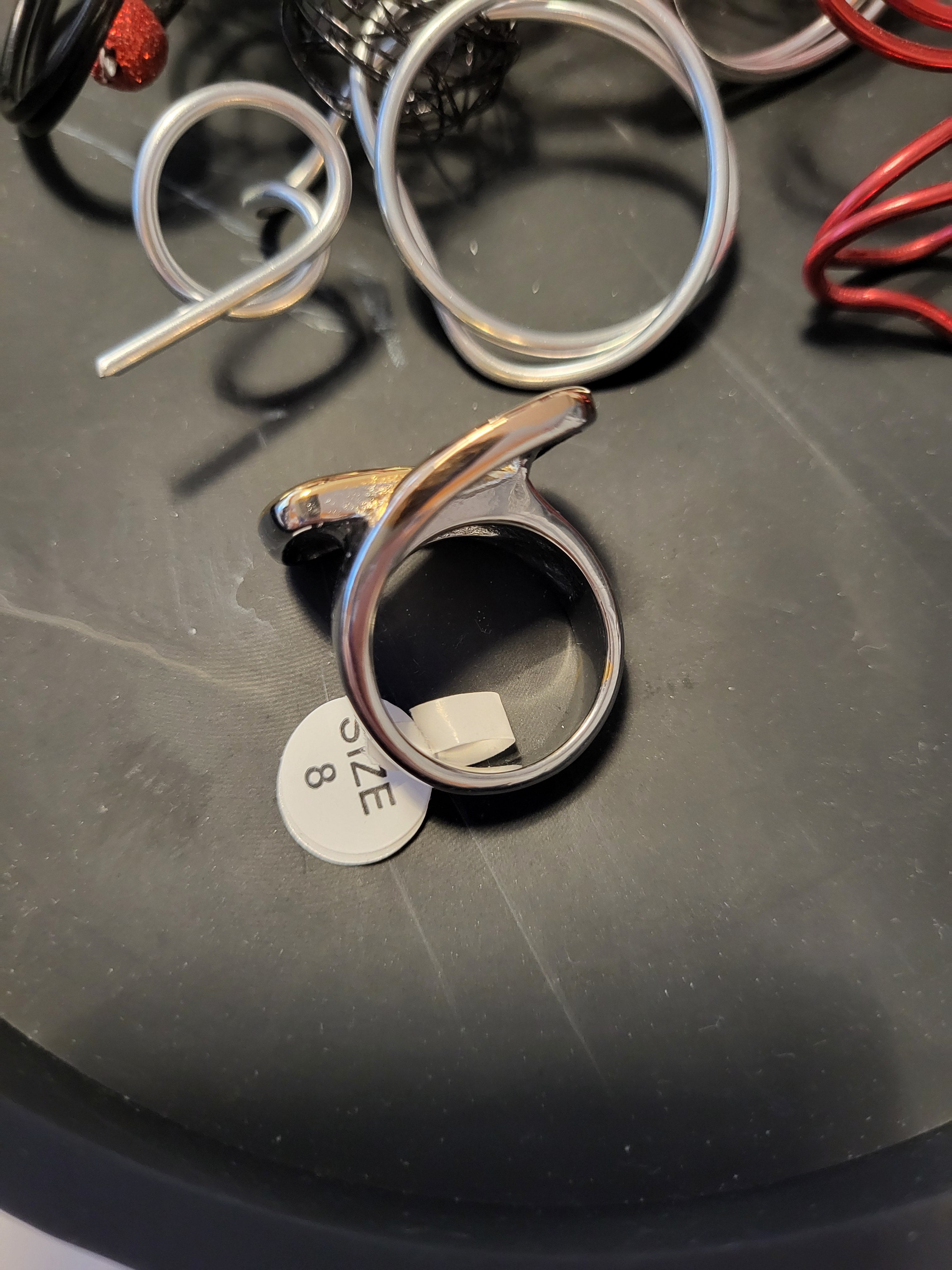 Bague acier inoxydable dorée et argentée boucle infinie taille 8