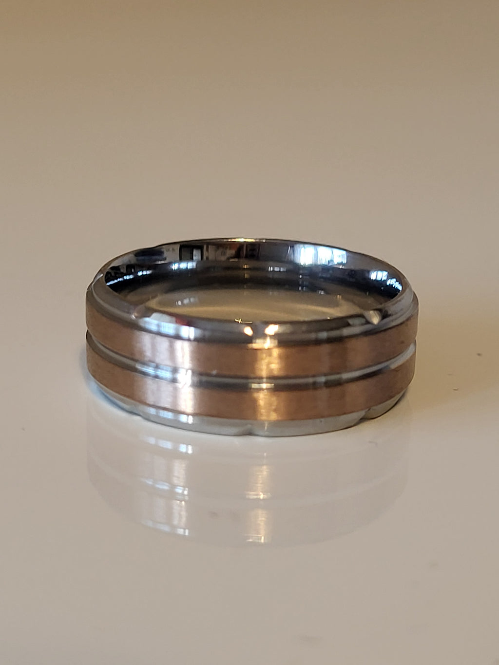 Bague homme acier inoxydable argenté taille 62 - 19,8 mm