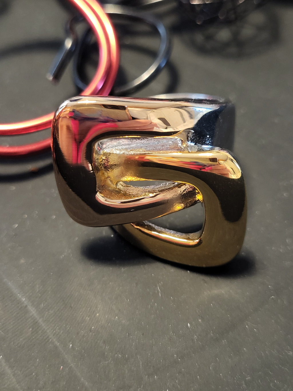 Bague acier inoxydable dorée et argentée boucle infinie taille 8