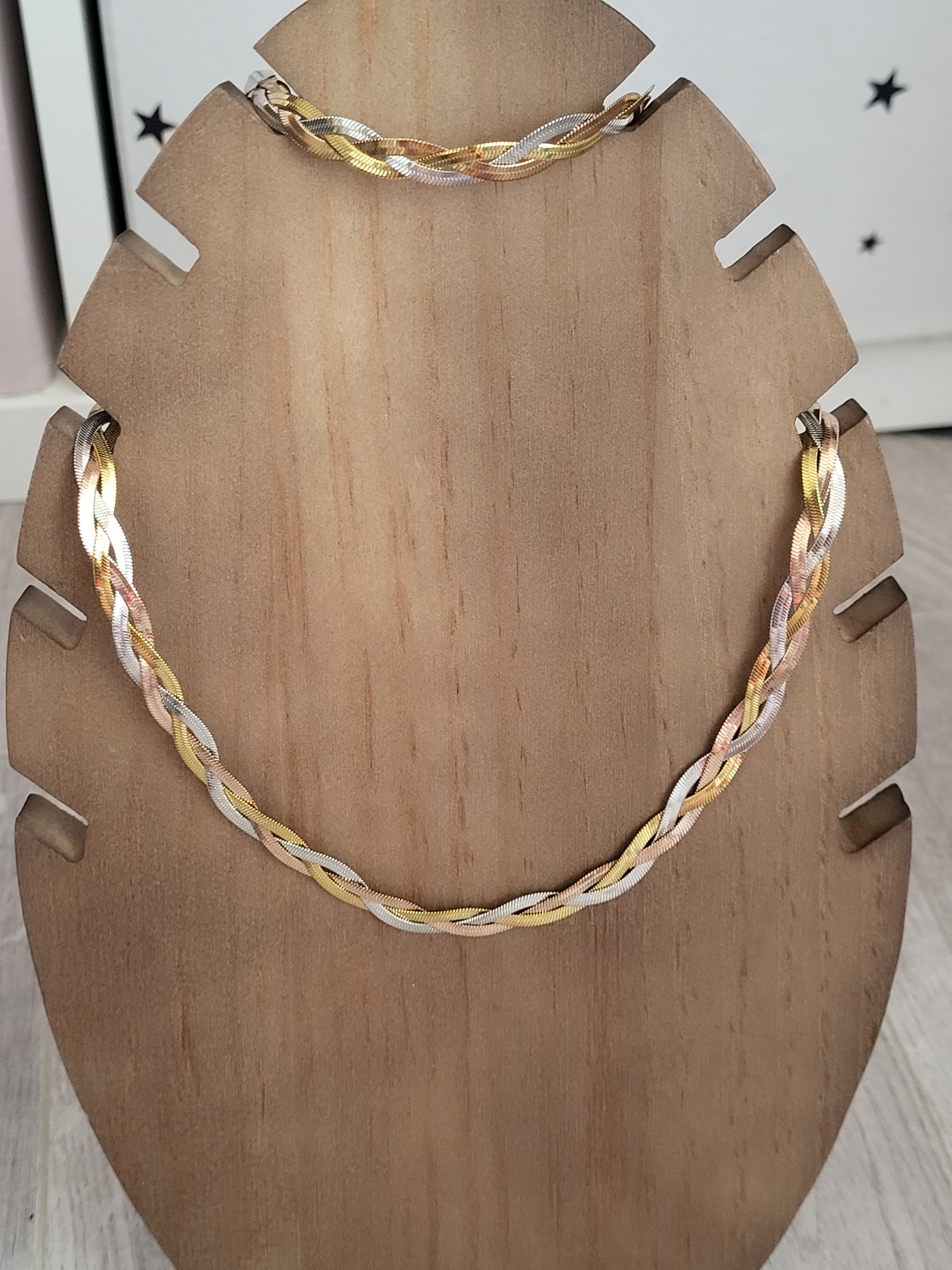 Parure bijou acier inoxydable argenté et doré bracelet et collier