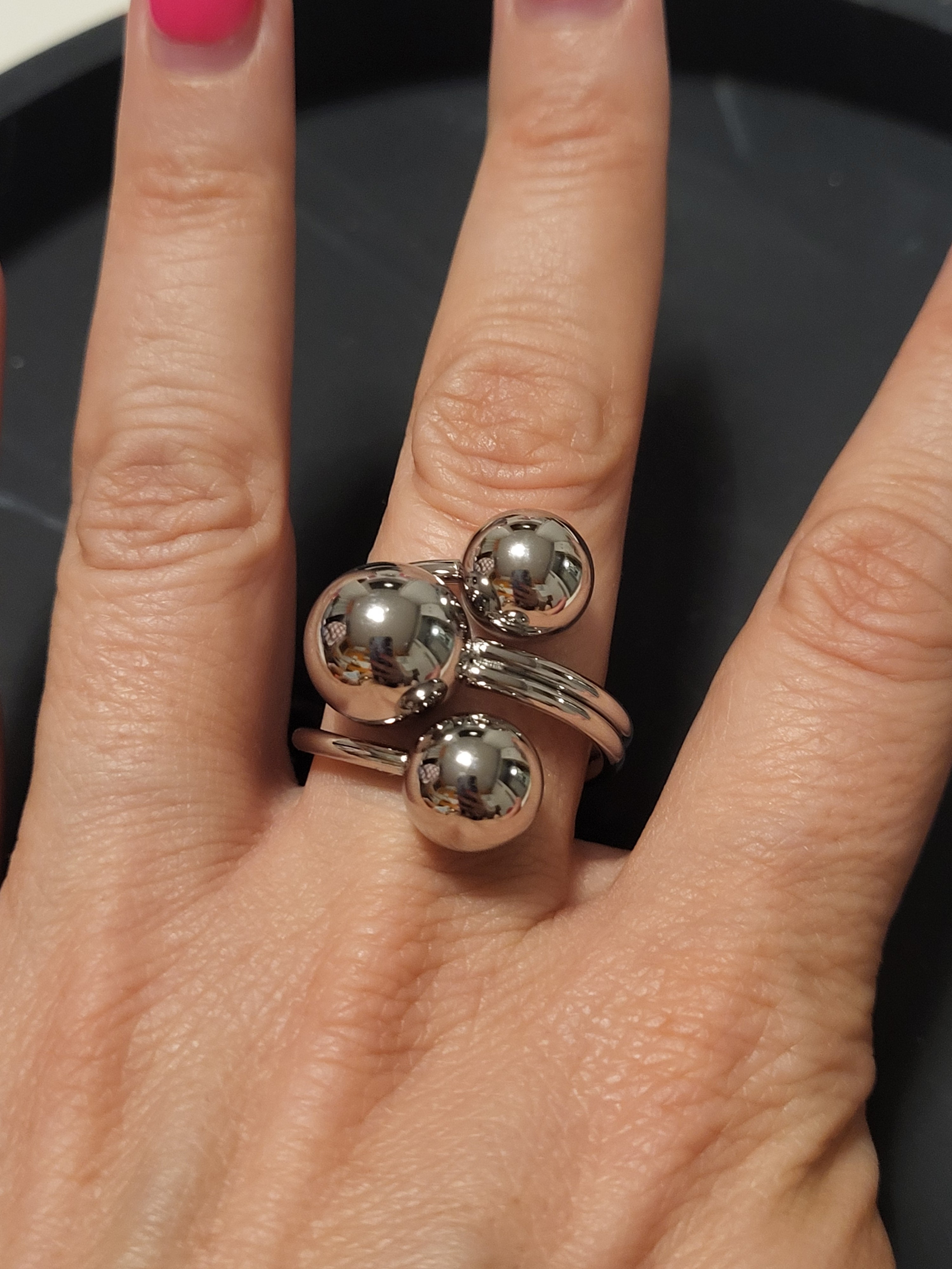 Bague circulaire acier inoxydable argenté taille 56 - 17,8 mm