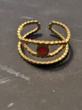 Bague ajustable acier inoxydable œil rose