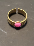 Bague ajustable acier inoxydable doré avec pierre rose ronde