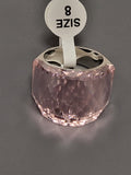 Bague acier inoxydable argenté cristal rose taille 8