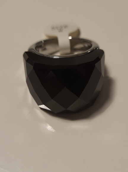 Bague acier inoxydable cristal noir taille 8