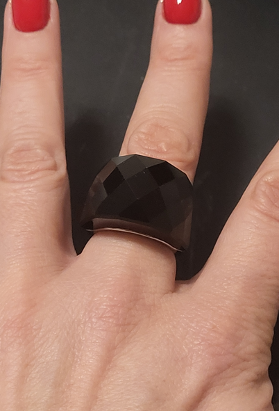 Bague acier inoxydable cristal noir taille 8
