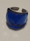 Bague acier inoxydable cristal bleu clair taille 8