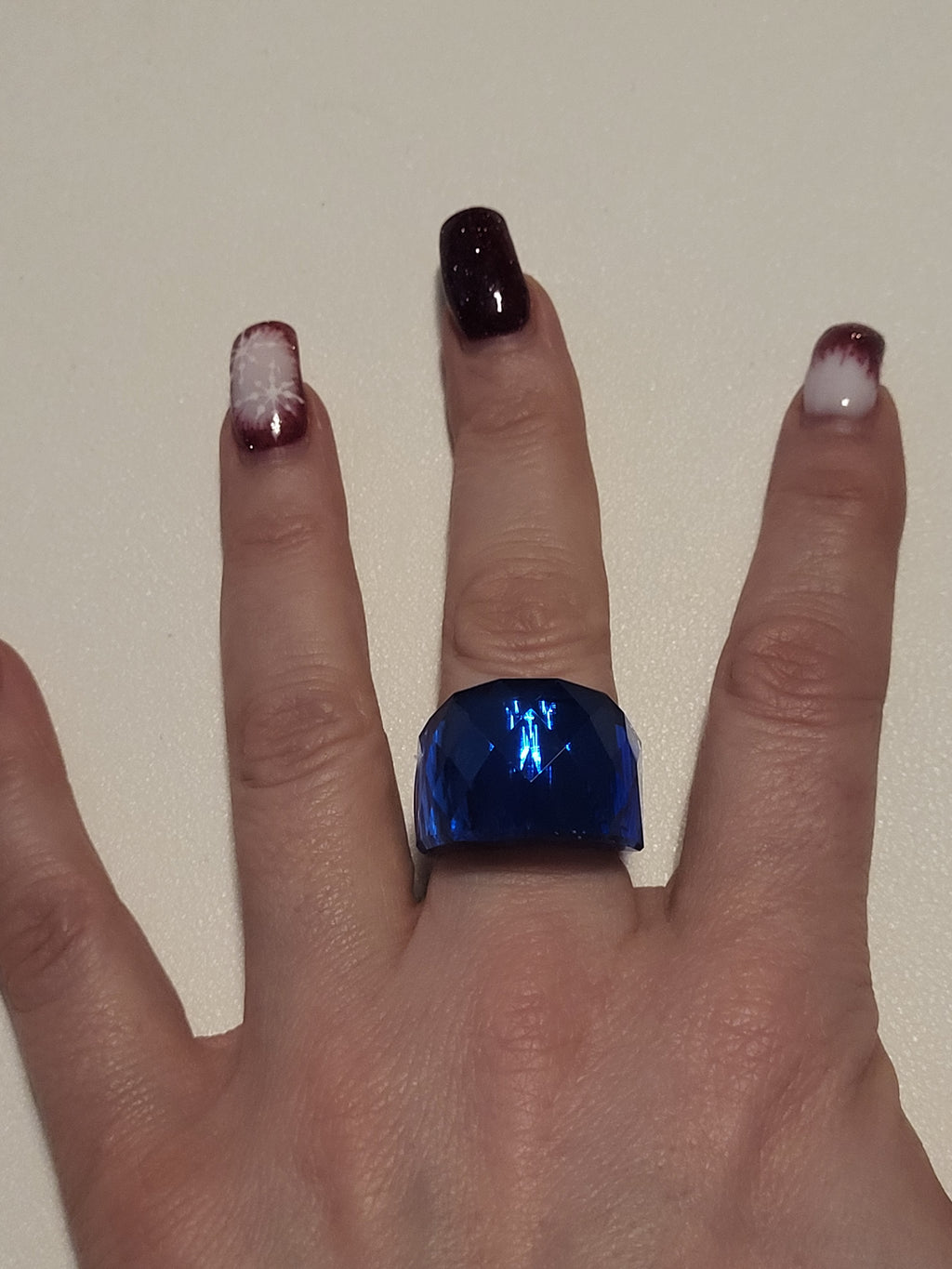 Bague acier inoxydable cristal bleu clair taille 8