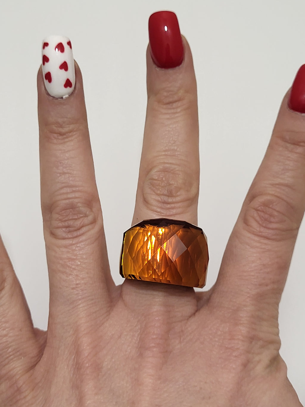 Bague acier inoxydable doré cristal caramel taille 8