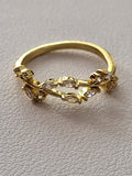 Bague acier inoxydable doré laurier en zircon