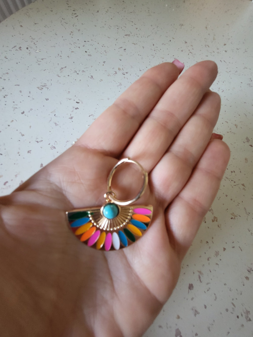 Boucles d'oreilles acier inoxydable doré en forme d'éventail