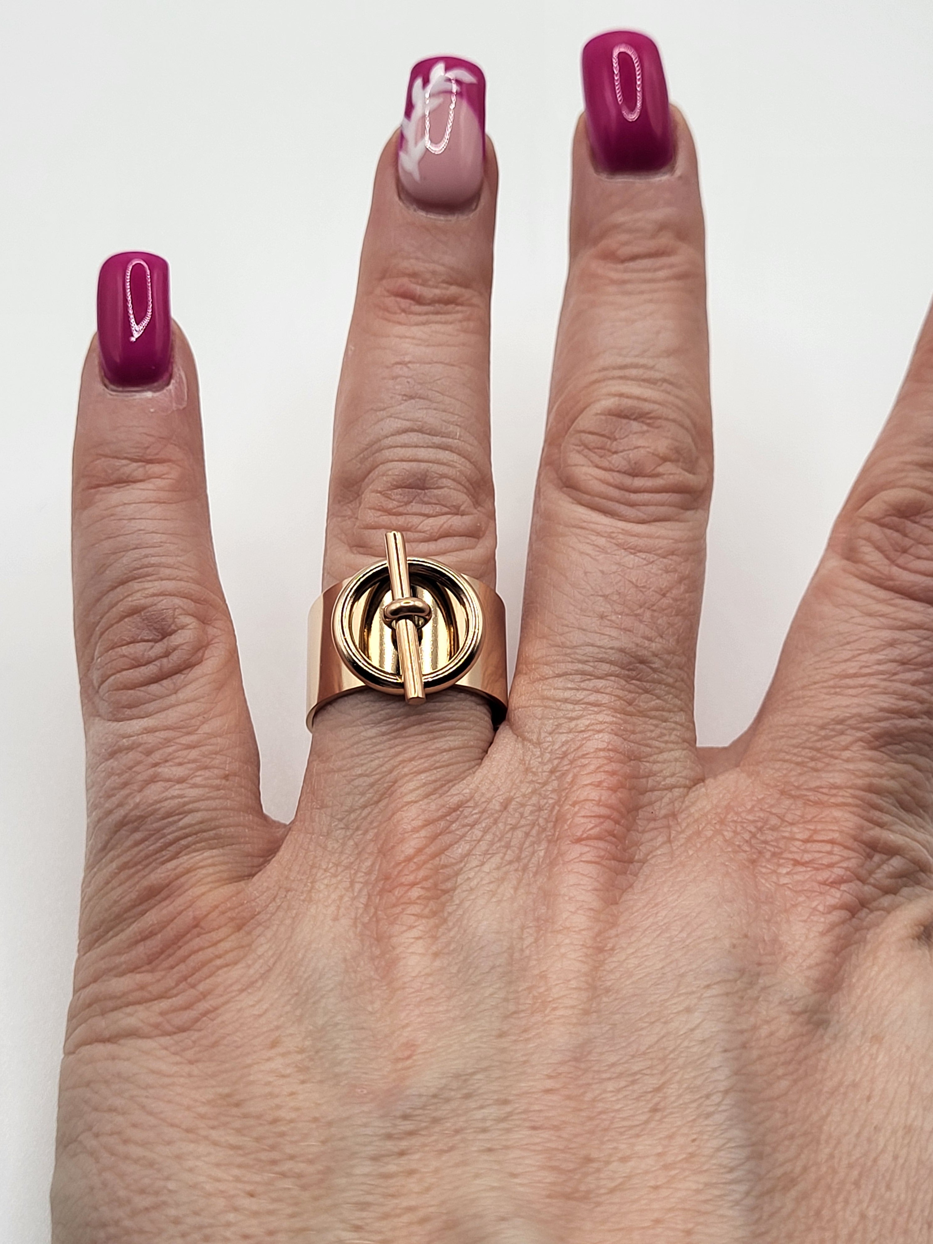 Bague ajustable acier inoxydable Hip-hop Dorée