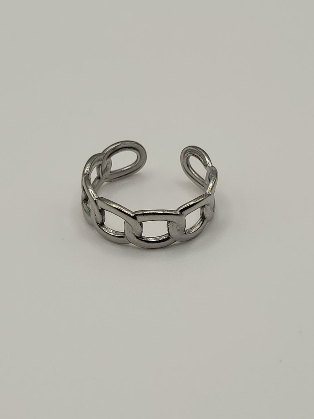 Bague ouverte tour chaîne acier inoxydable argenté