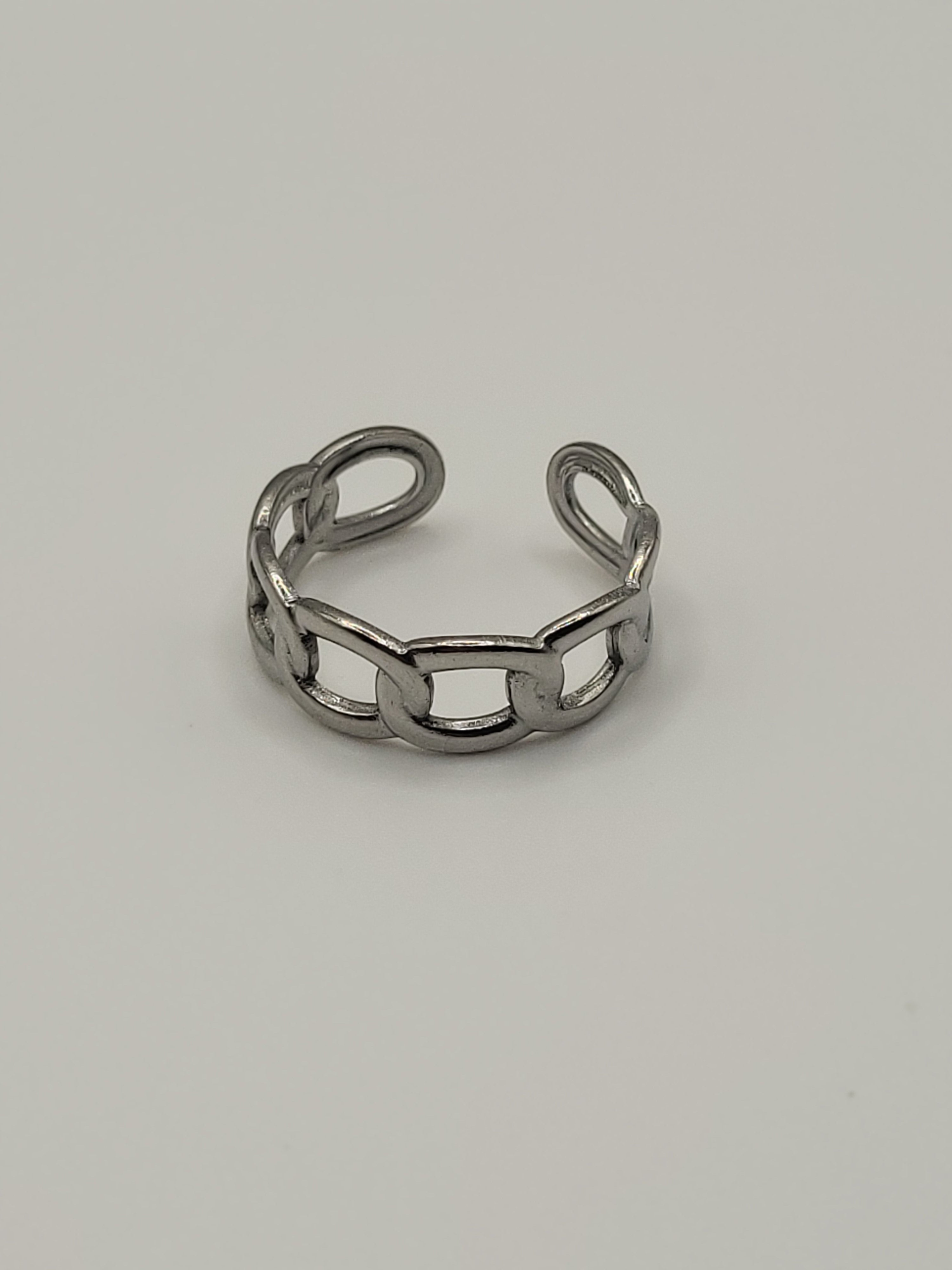Bague ouverte tour chaîne acier inoxydable argenté