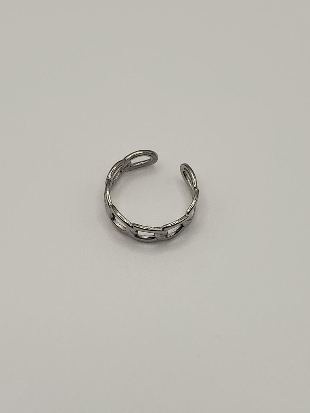 Bague ouverte tour chaîne acier inoxydable argenté