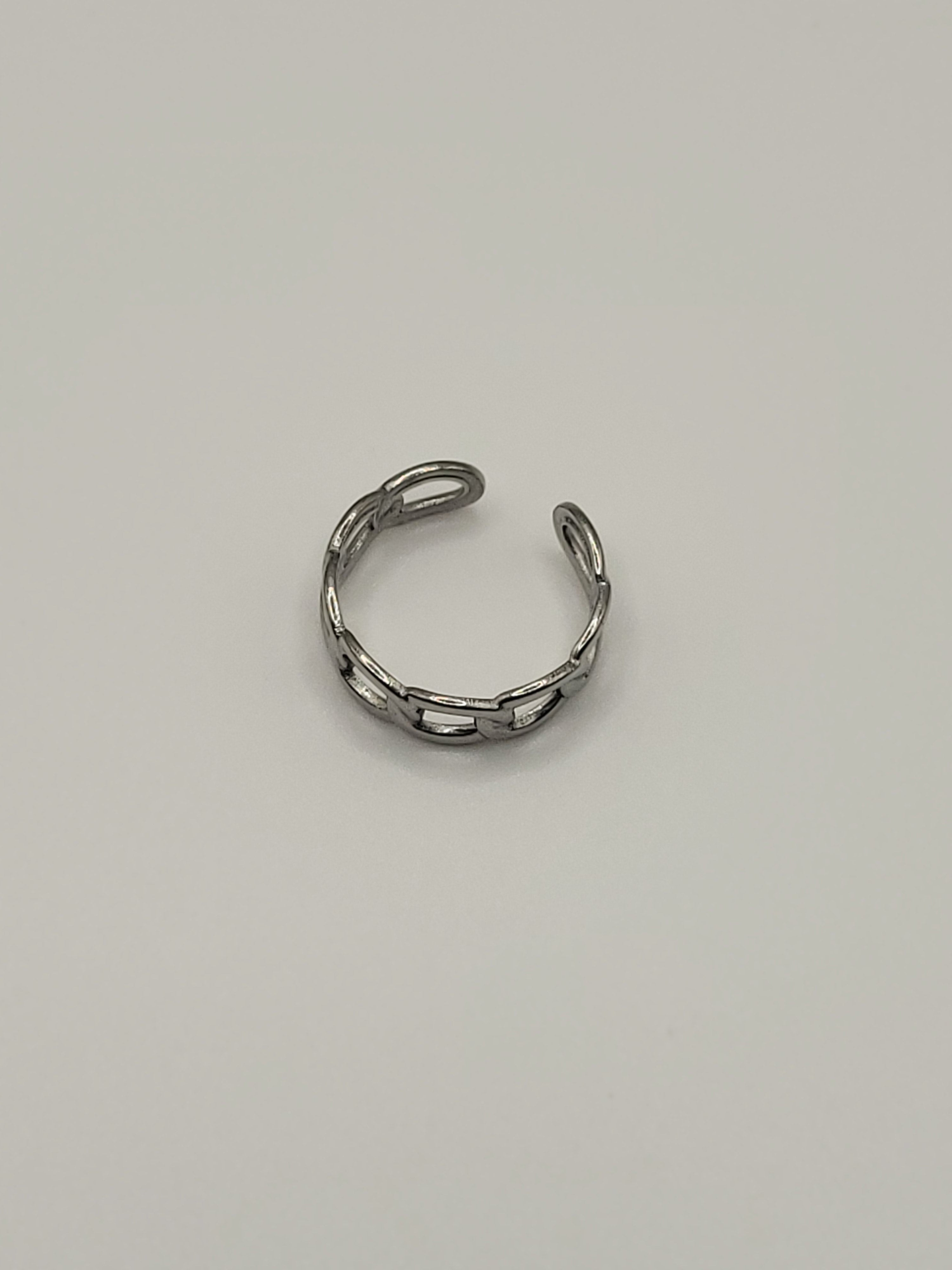Bague ouverte tour chaîne acier inoxydable argenté