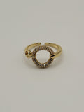 Bague ouverte acier inoxydable et zircon rond dorée