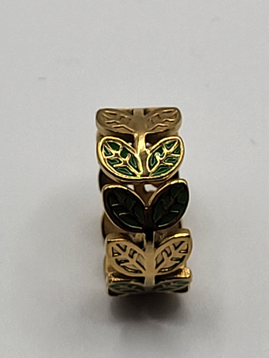 Bague acier inoxydable feuilles dorée ajustable