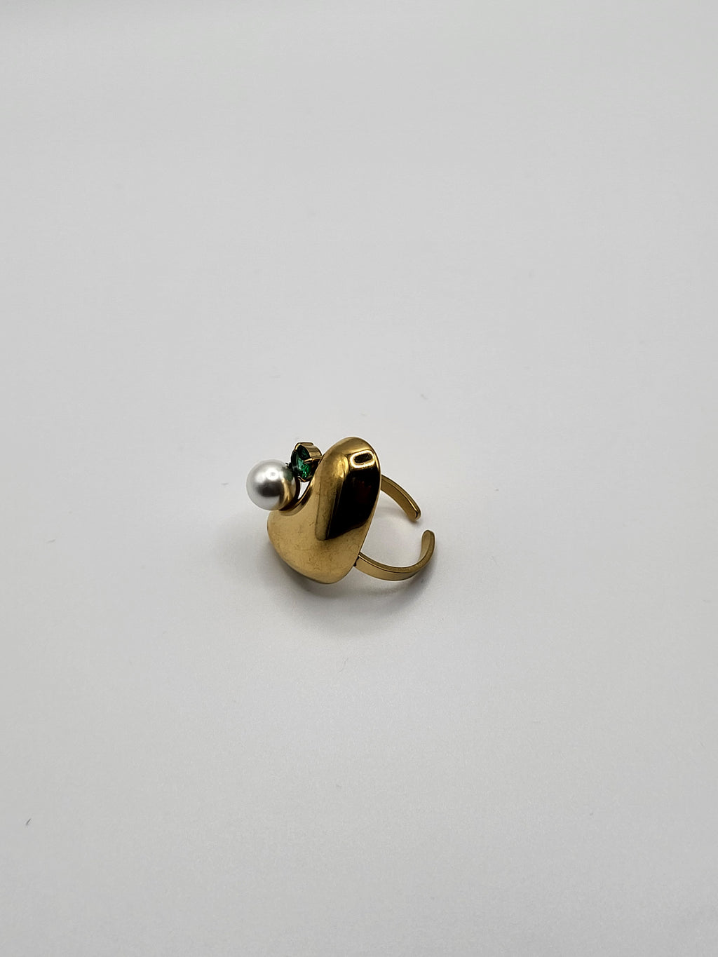 Bague moderne acier inoxydable doré pierre colorée