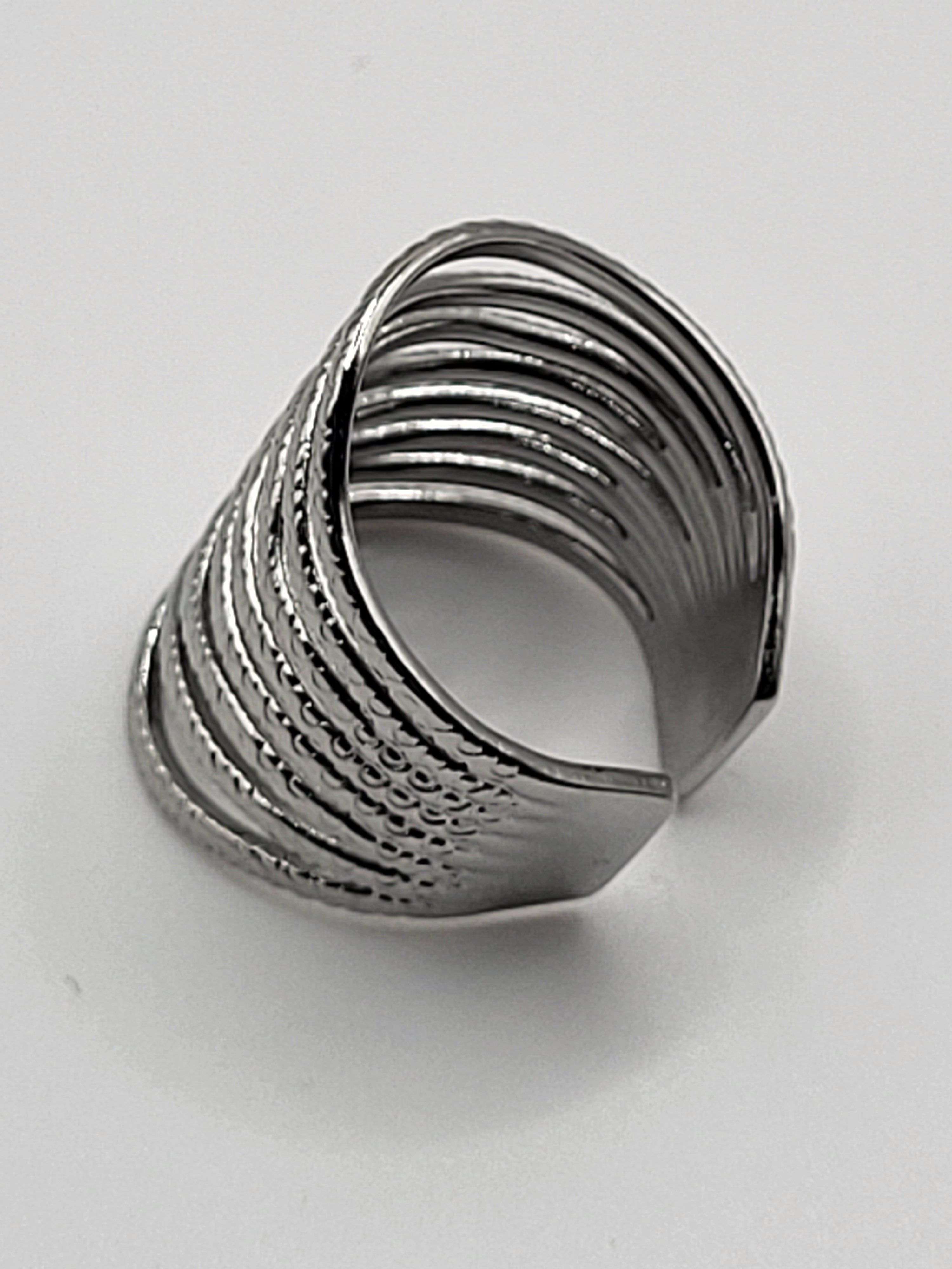 Bague réglable acier inoxydable argenté large
