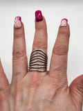 Bague réglable acier inoxydable argenté large