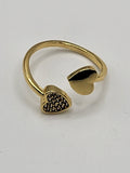 Bague ouverte double cœur lisse en acier inoxydable