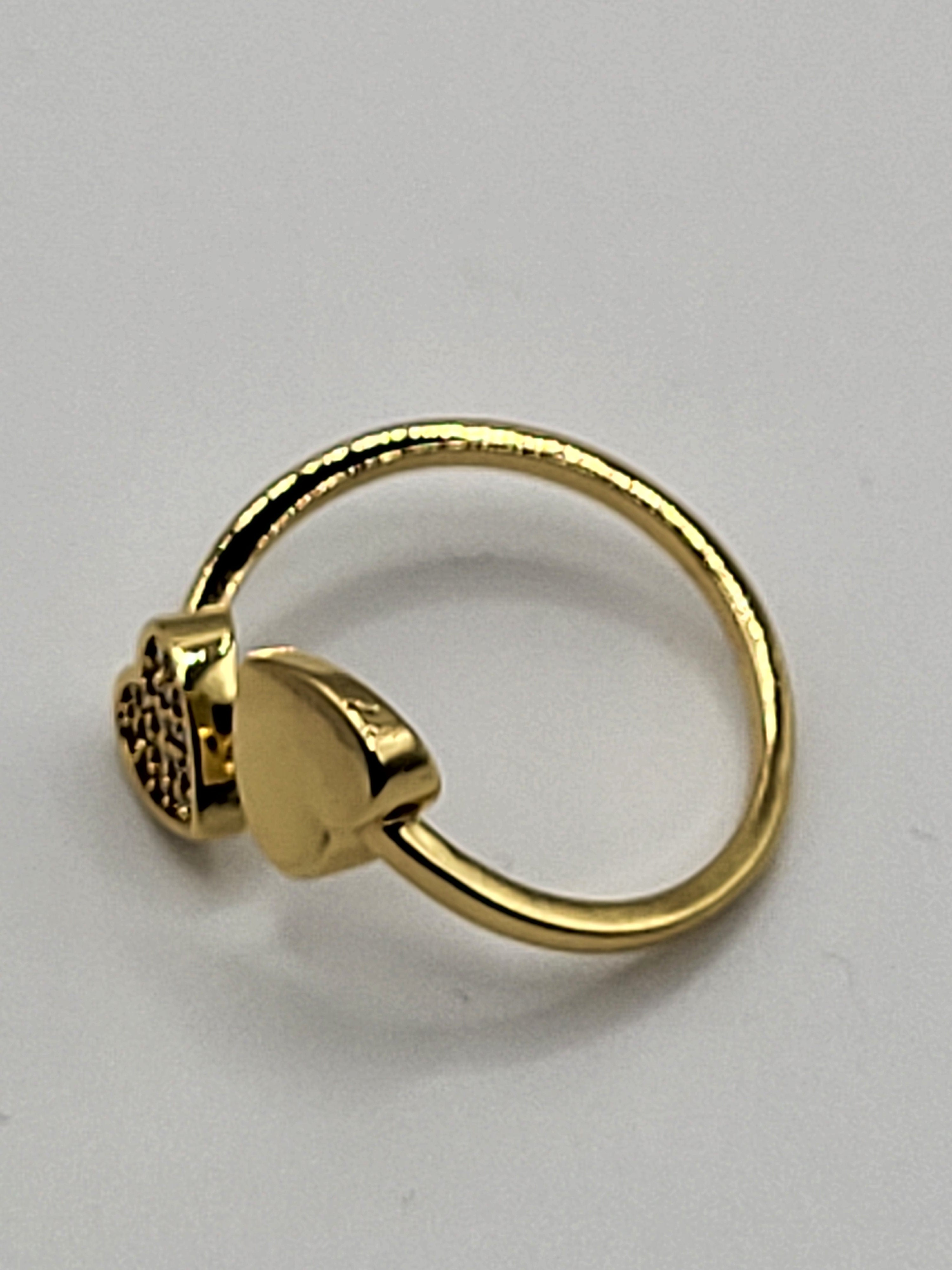 Bague ouverte double cœur lisse en acier inoxydable