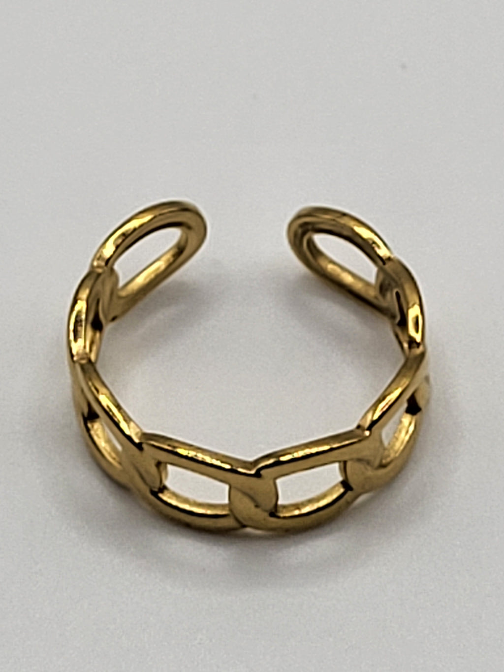Bague ouverte tour chaîne acier inoxydable doré