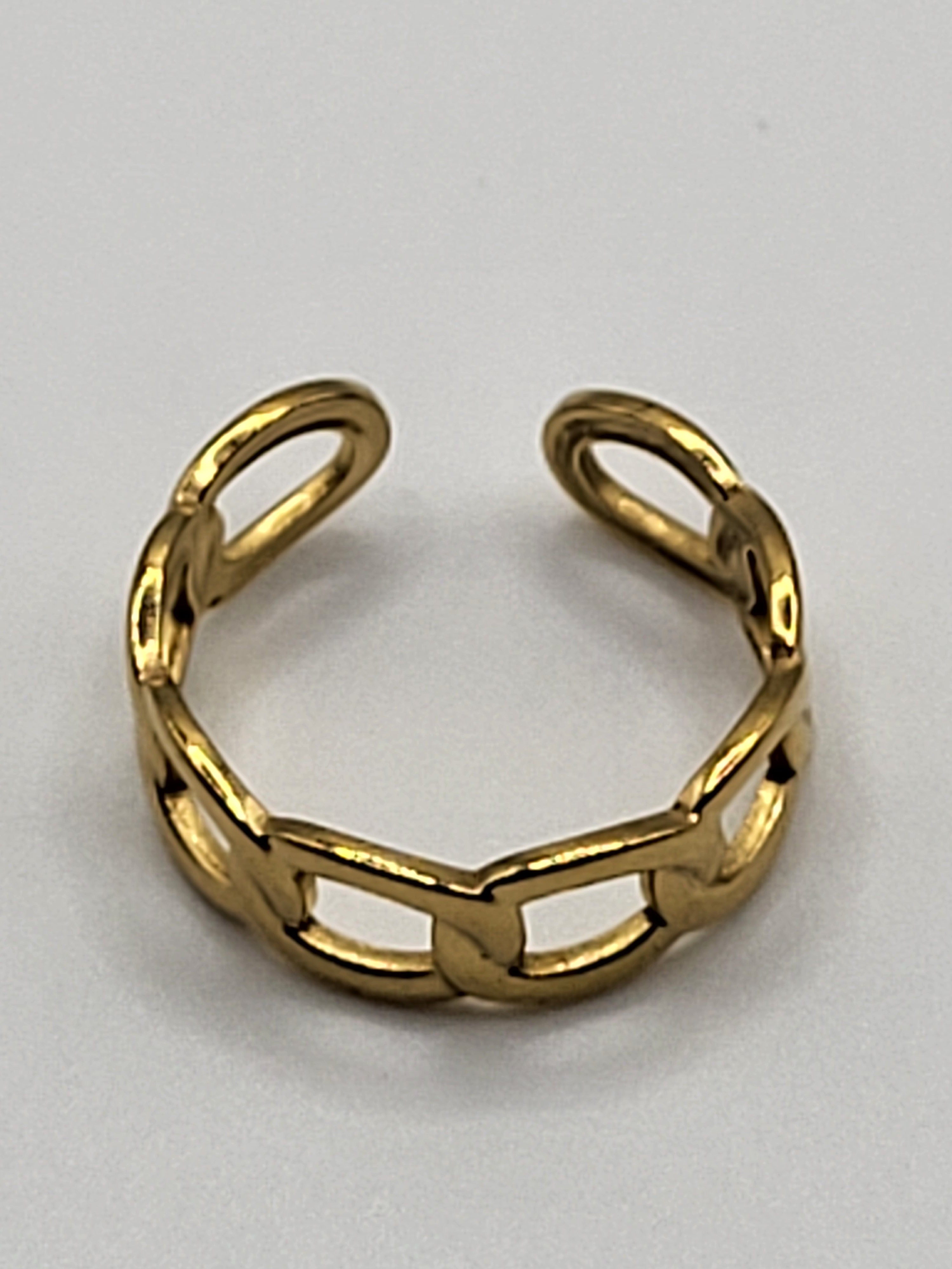 Bague ouverte tour chaîne acier inoxydable doré