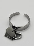 Bague acier inoxydable breloque 2 cœurs