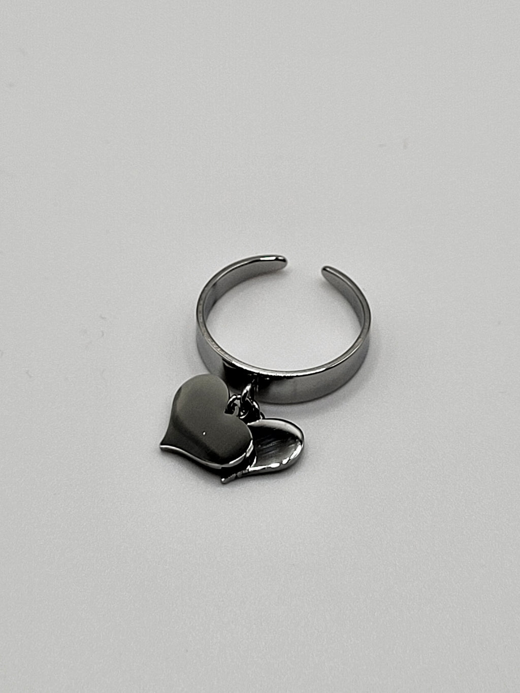 Bague acier inoxydable breloque 2 cœurs