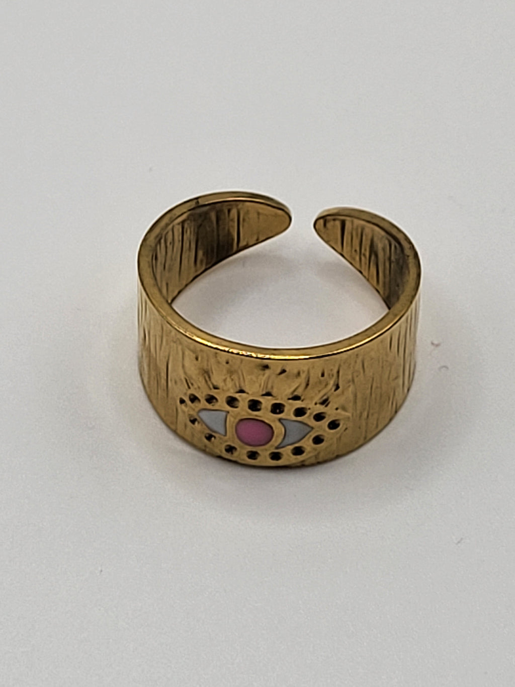 Bague acier inoxydable doré ajustable œil