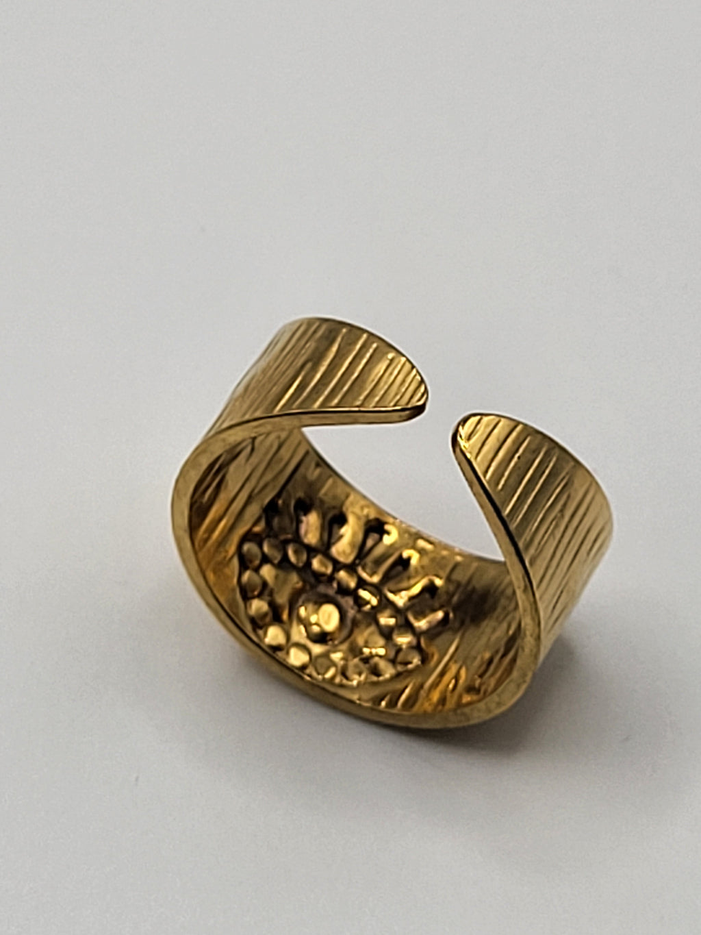 Bague acier inoxydable doré ajustable œil