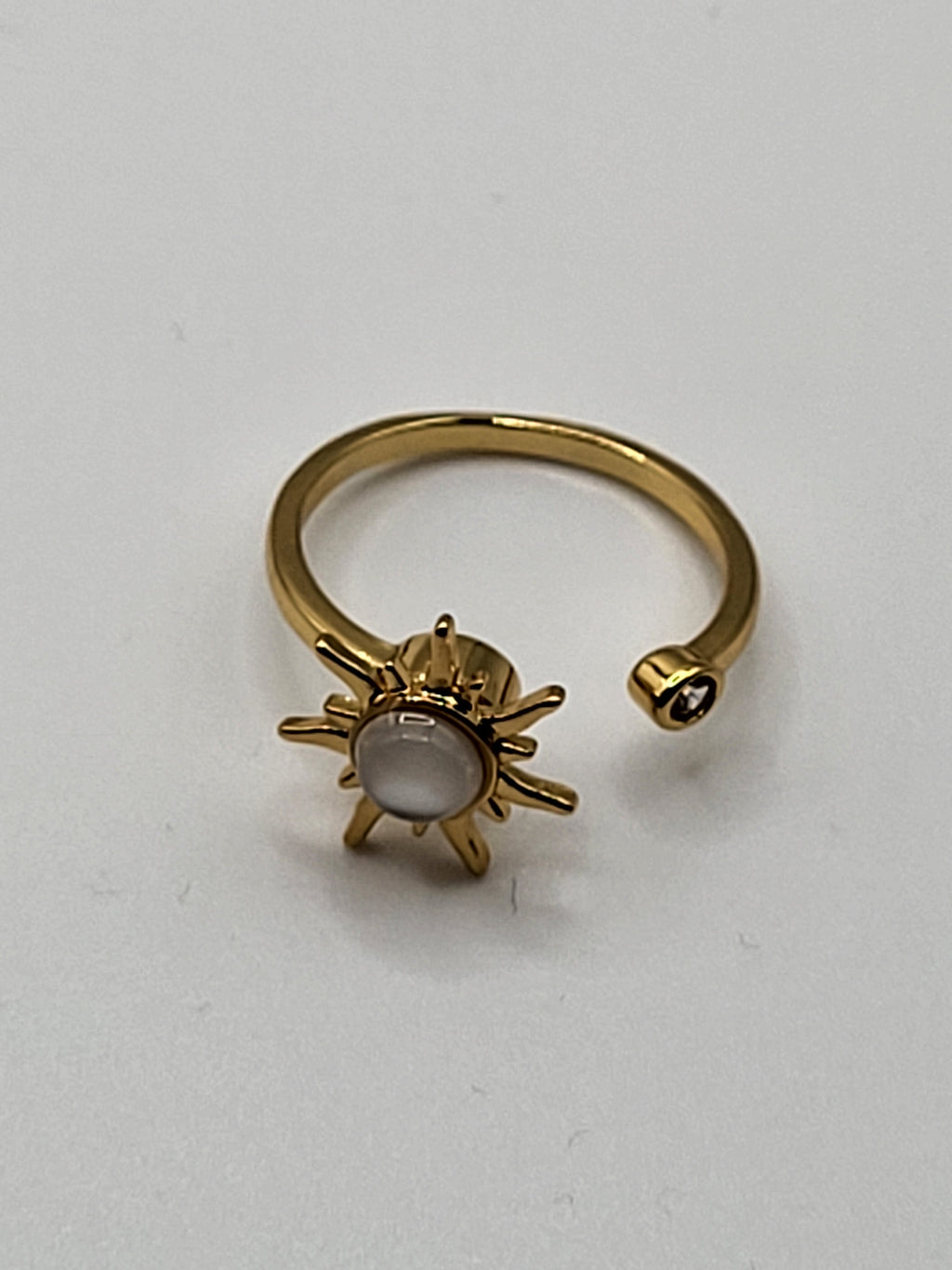 Bague ouverte acier inoxydable doré soleil anti-stress - le soleil tourne
