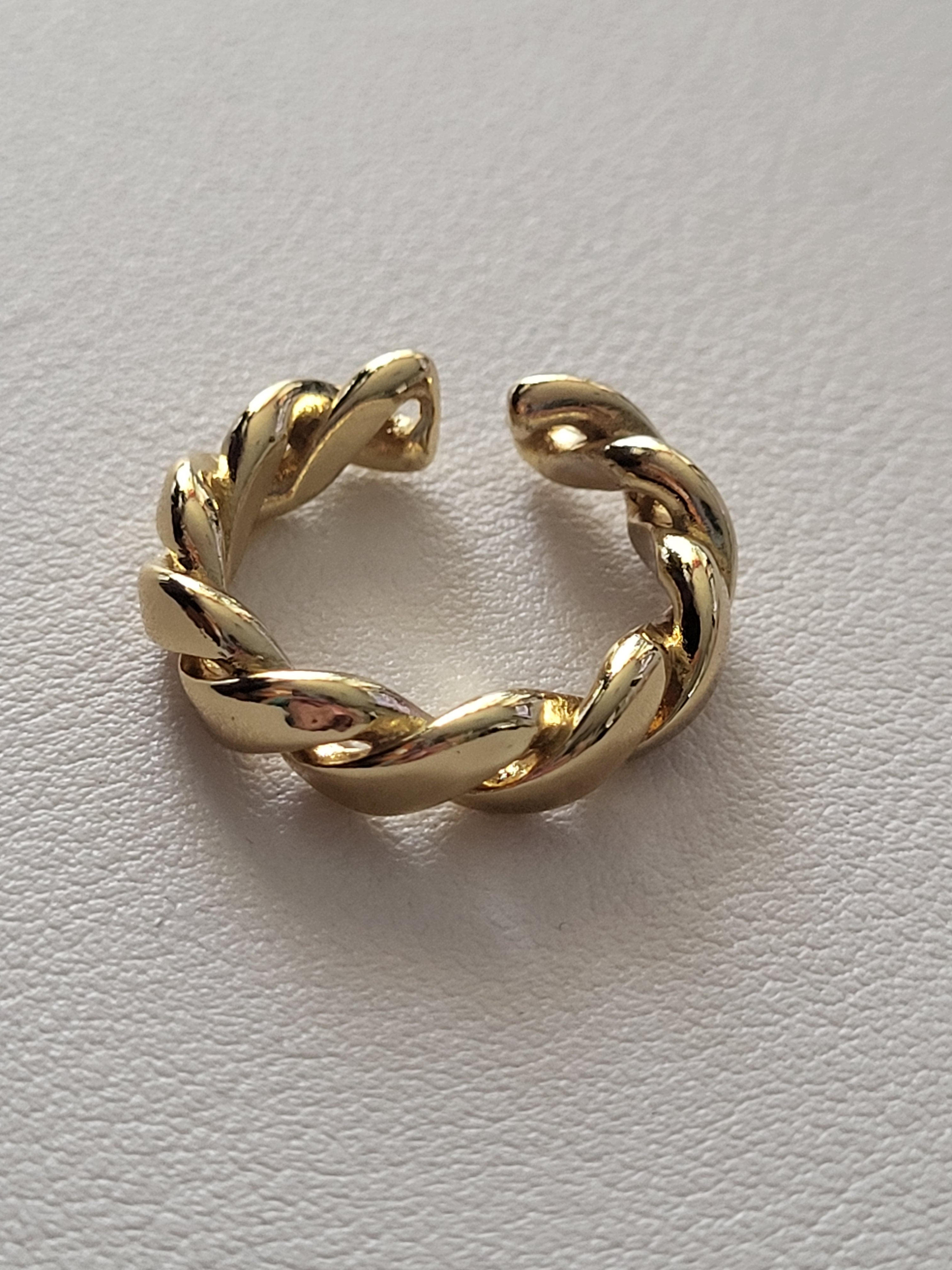 Bague ouverte ajustable acier inoxydable chaîne torsadée