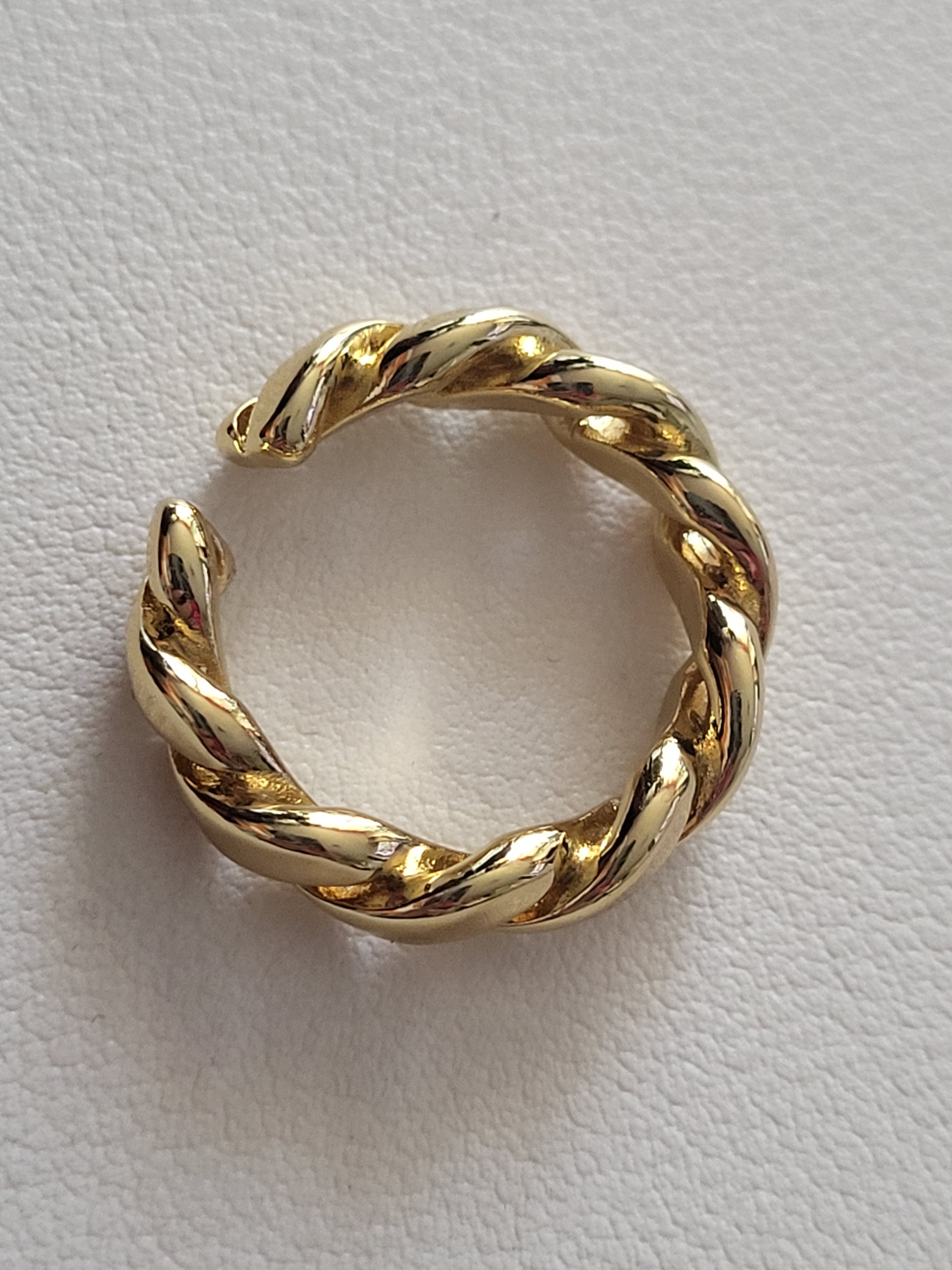 Bague ouverte ajustable acier inoxydable chaîne torsadée