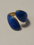 Bague torsadée acier inoxydable doré géométrique bleu foncé taille 57 - 18,1 mm