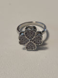 Bague acier inoxydable argentée ouverte fleur zircon anti-stress - la fleur tourne