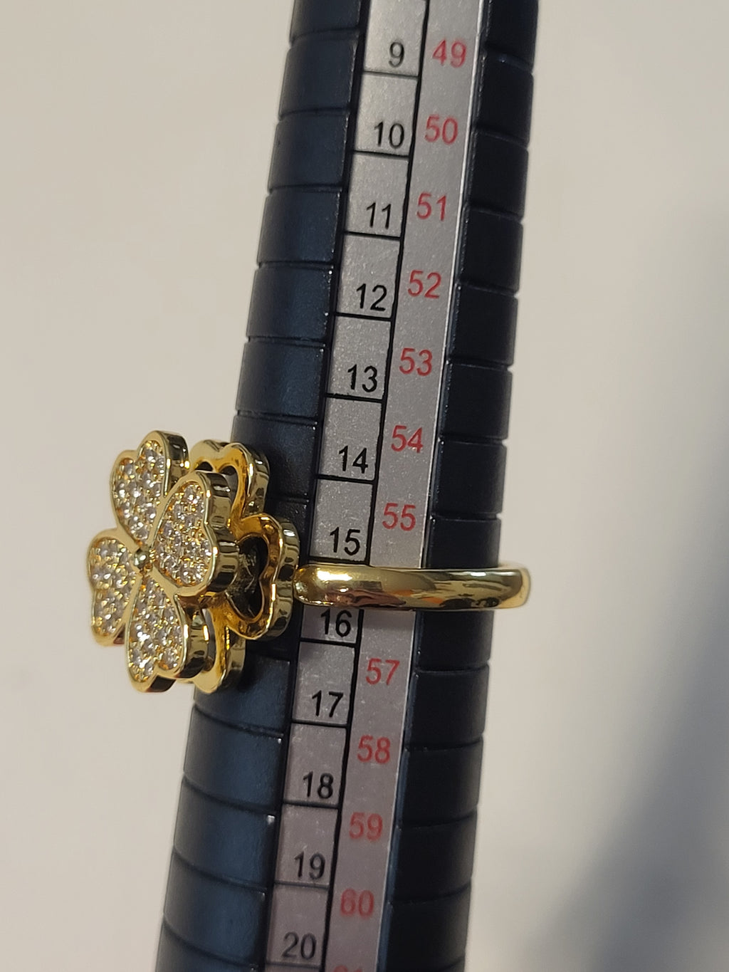 Bague acier inoxydable dorée ouverte fleur zircon anti-stress - la fleur tourne