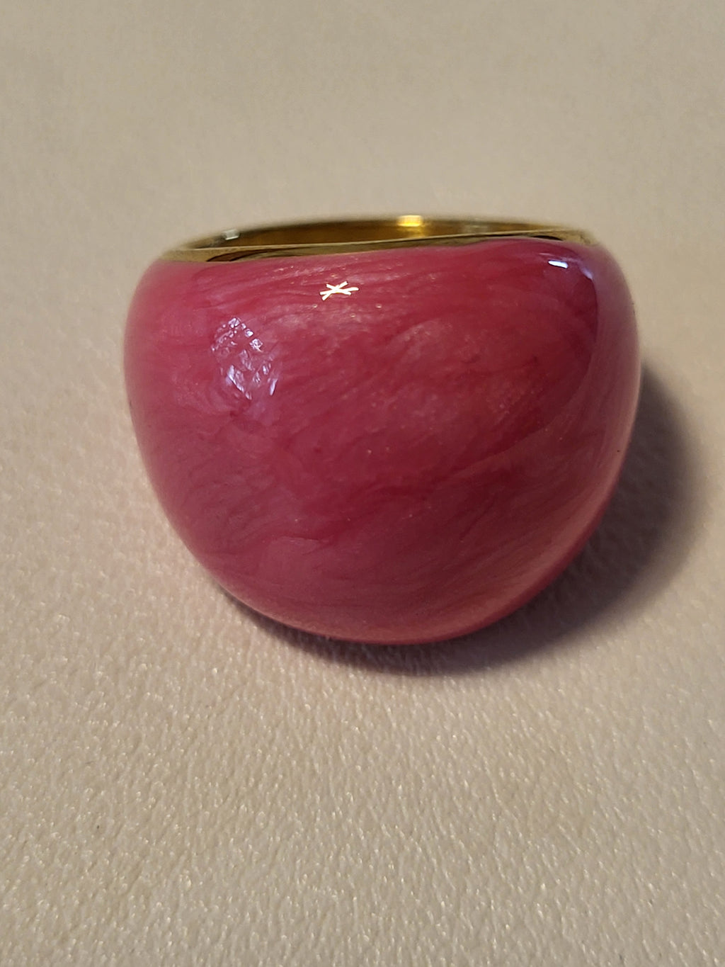 Bague acier inoxydable doré ronde rose taille 54 - 17,2 mm