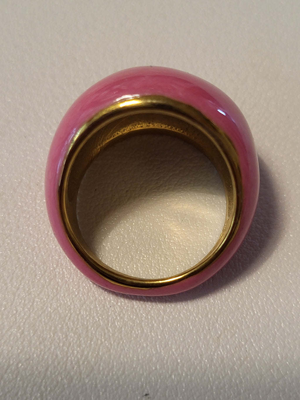 Bague acier inoxydable doré ronde rose taille 54 - 17,2 mm