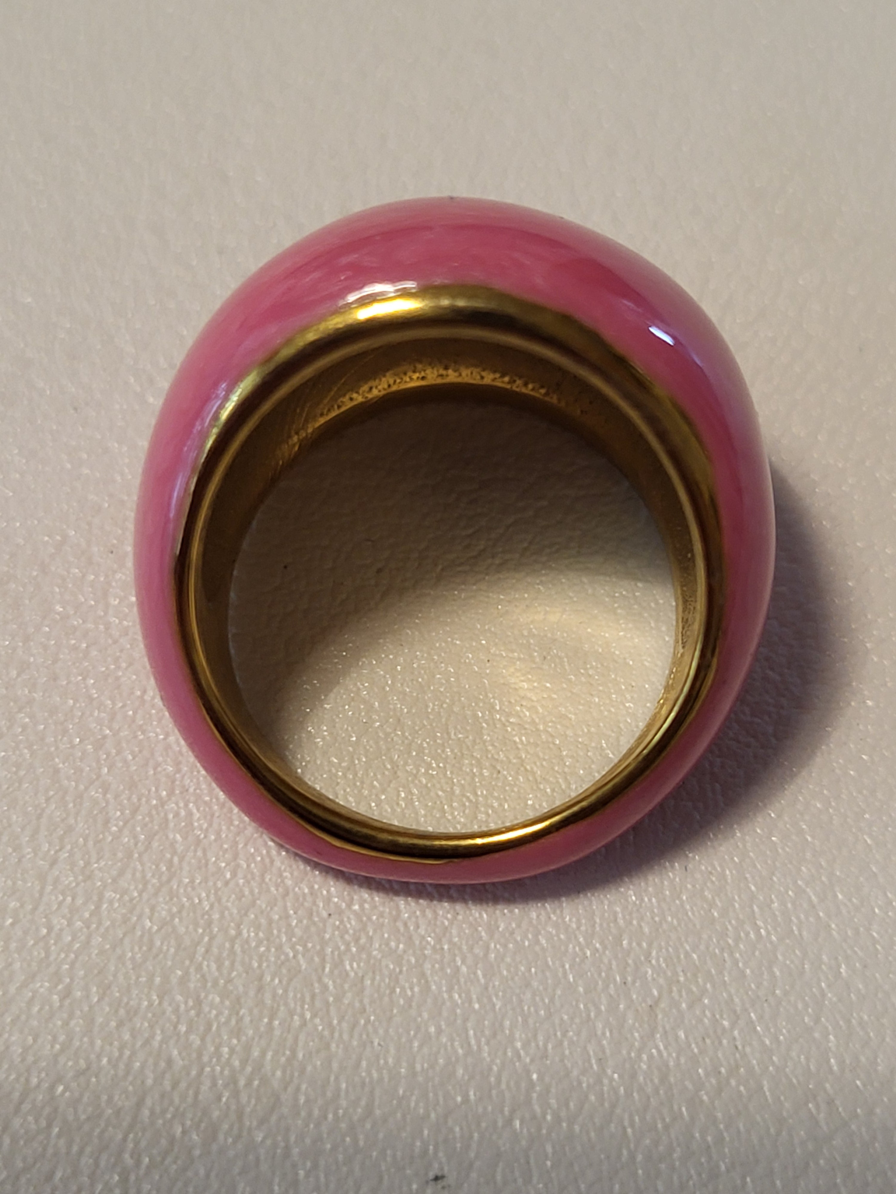 Bague acier inoxydable doré ronde rose taille 54 - 17,2 mm