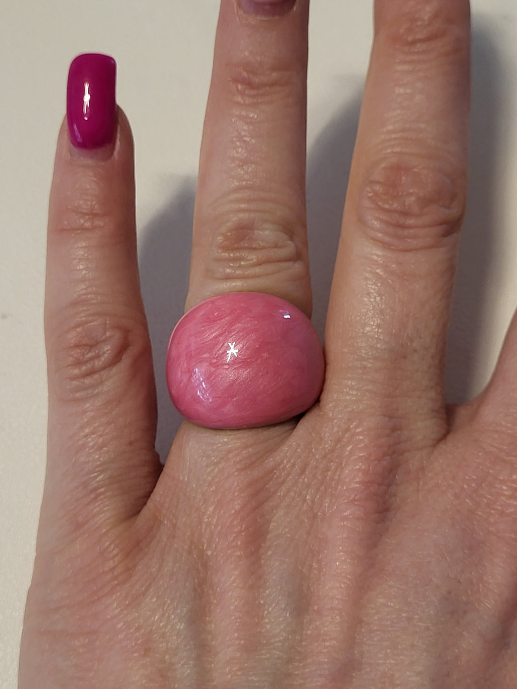 Bague acier inoxydable doré ronde rose taille 54 - 17,2 mm