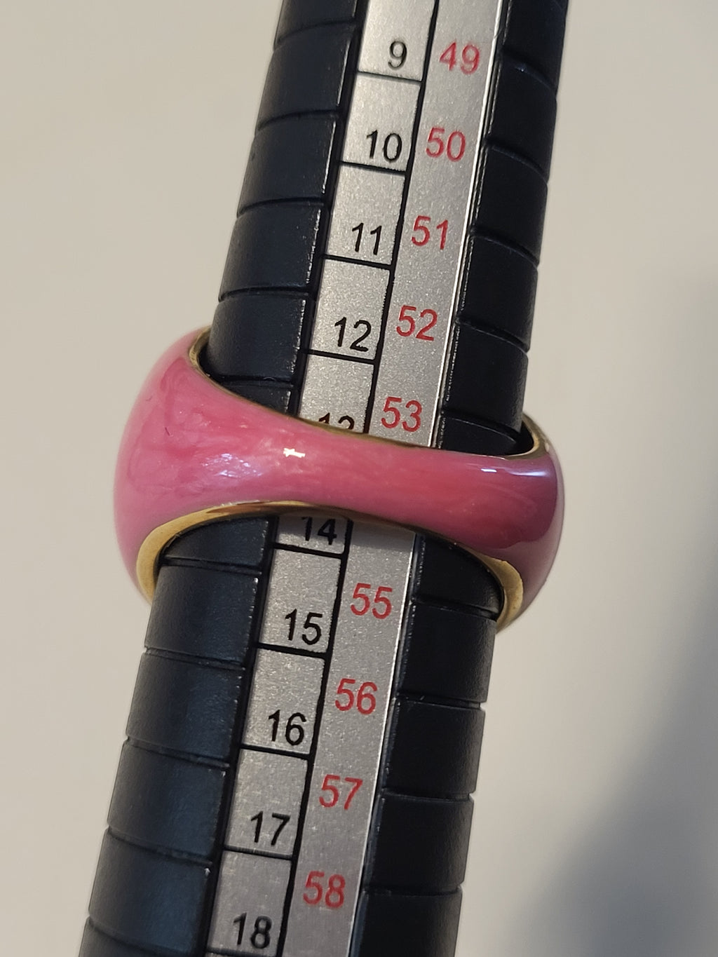 Bague acier inoxydable doré ronde rose taille 54 - 17,2 mm